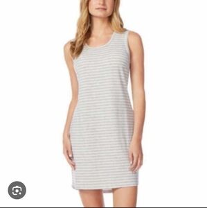 32 Degrees Sleeveless Grey & White Striped Dress